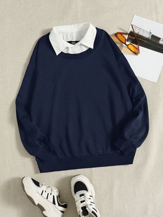 UNISEX NAVY COLLAR SWEATSHIRT