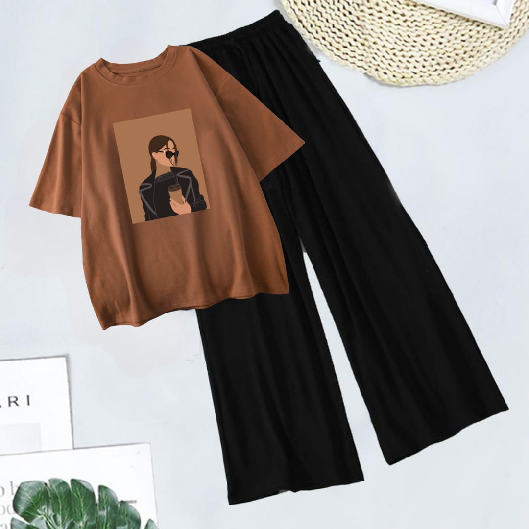 BLACK FLAPPER - BROWN T-SHIRT  COFFEE GIRL