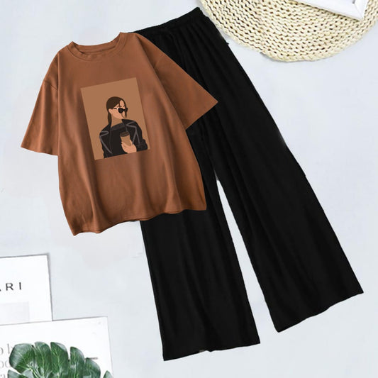 BLACK FLAPPER - BROWN T-SHIRT  COFFEE GIRL