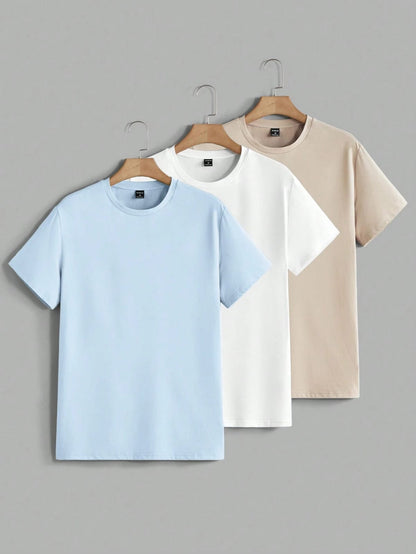 UNISEX PACK OF 3 T-SHIRTS (SKY BLUE - WHITE - BEIGE)