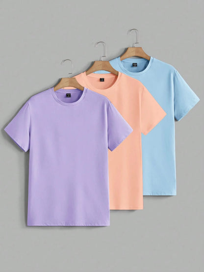 UNISEX PACK OF 3 T-SHIRTS (LILAC- PINK - SKY BLUE)