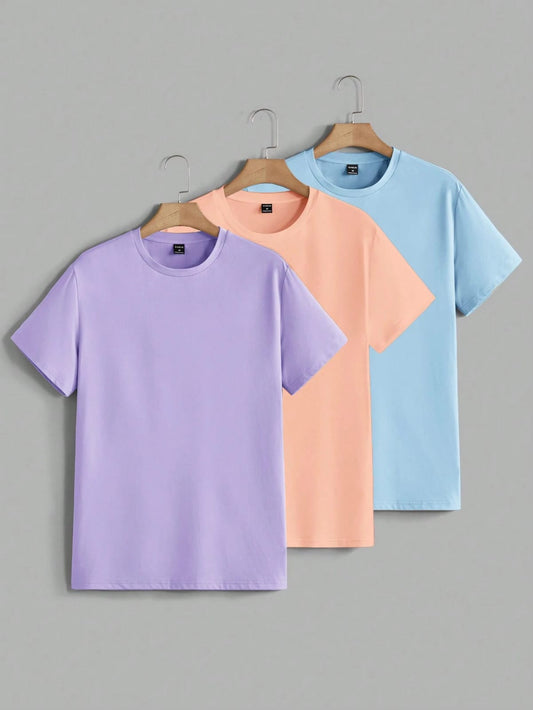 UNISEX PACK OF 3 T-SHIRTS (LILAC- PINK - SKY BLUE)