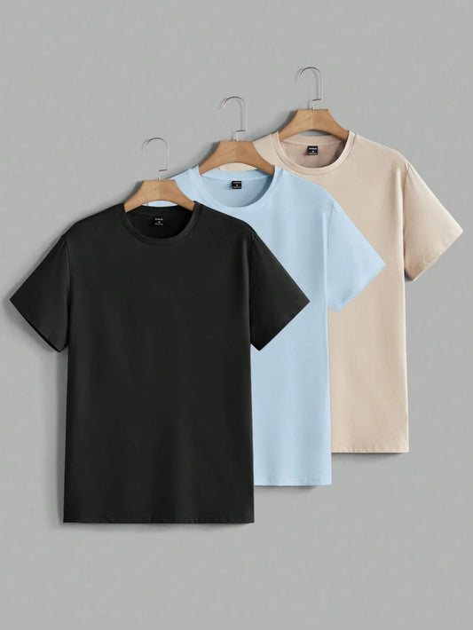 UNISEX PACK OF 3 T-SHIRTS (BLACK - SKY BLUE- BEIGE)