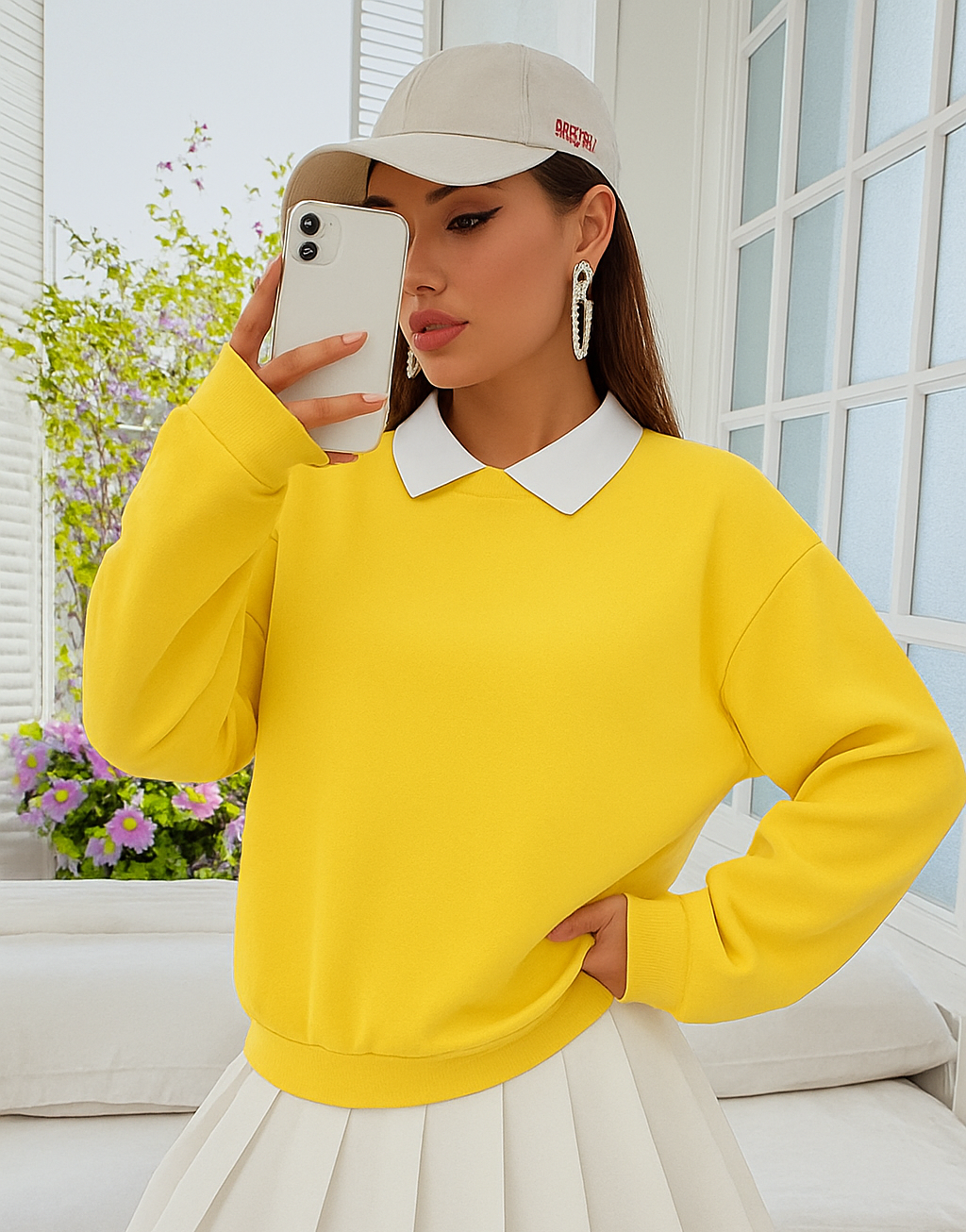 YELLOW PULL OVER COLLAR SWEATSHIRT