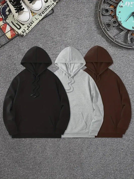 PACK OF 3 HOODIES BLACK - GREY - BROWN