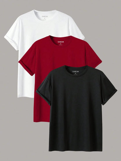 Unisex Pack Of Three Basic Tees (White-Maroon-Black)