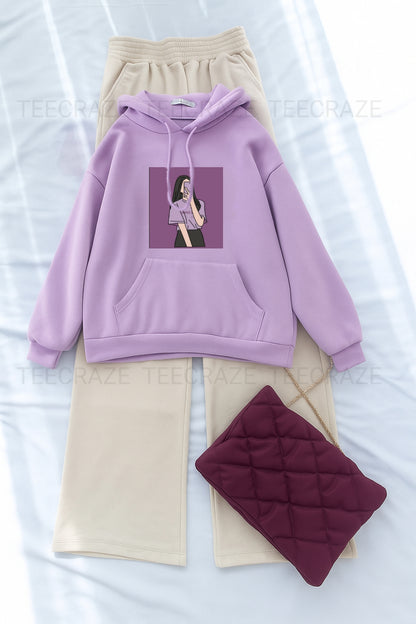 LILAC HOODIE SELFIE GIRL  - BEIGE FLAPPER