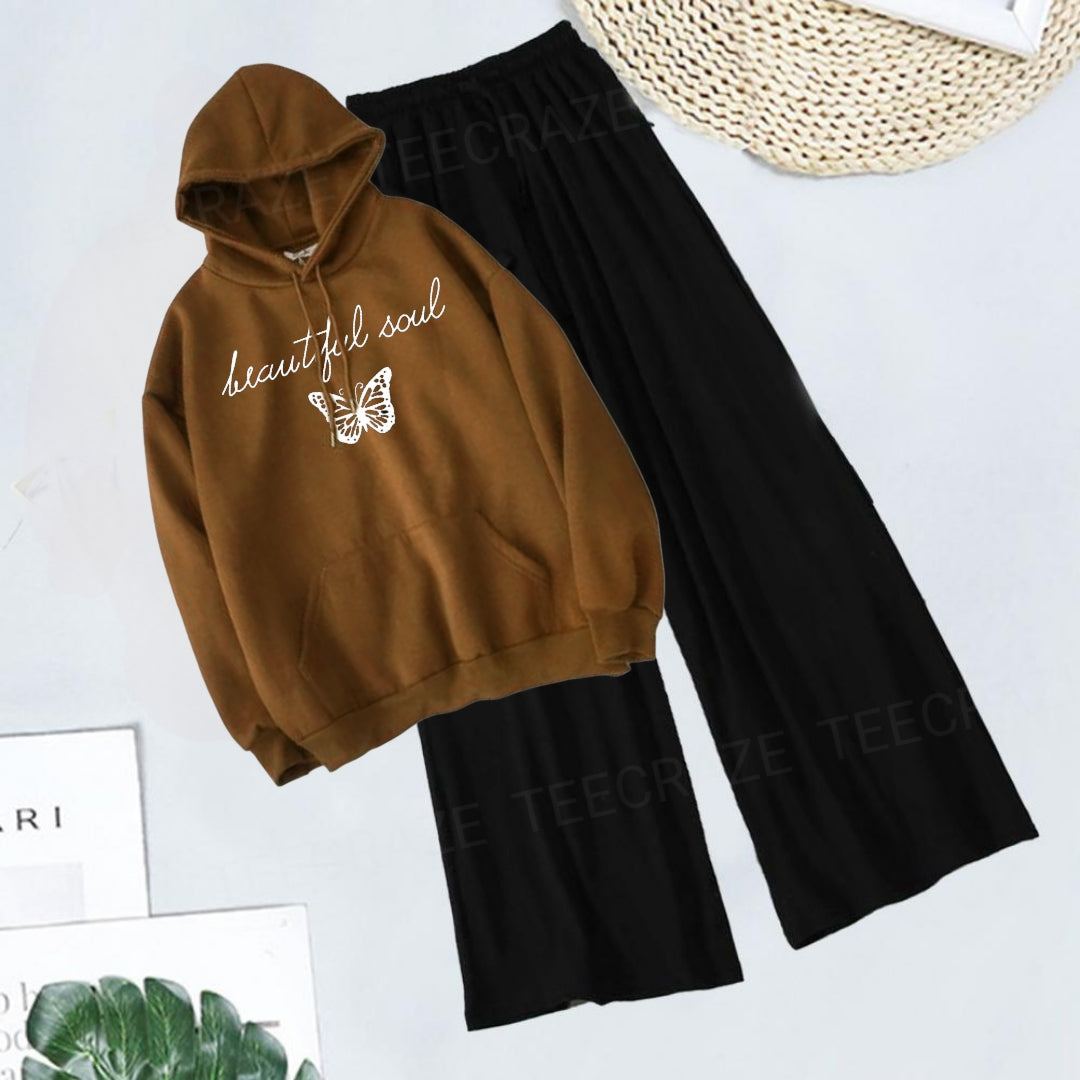 BROWN HOODIE BEAUTIFULL SOUL  - BLACK FLAPPER