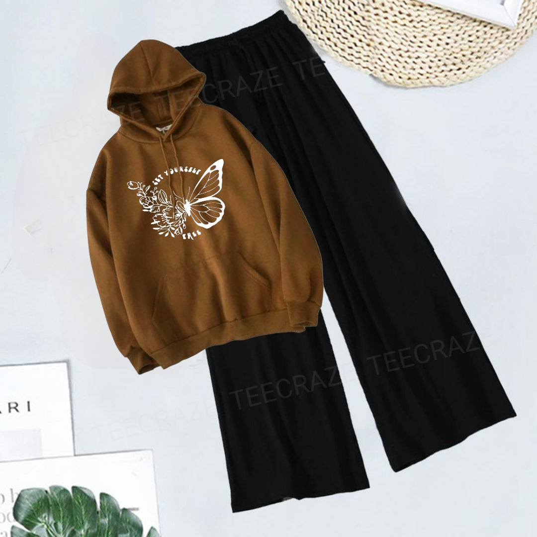 BROWN HOODIE GET YOUR SELF FREE BUTTERFLY -BLACK FLAPPER