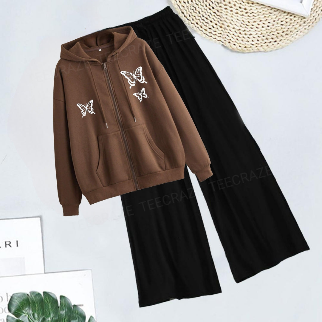 BROWN ZIPPER 3 BUTTERFLYS - BLACK FLAPPER