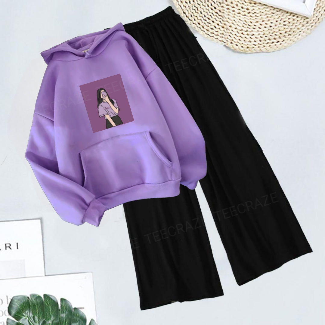 LILAC HOODIE SELFIE GIRL - BLACK FLAPPER