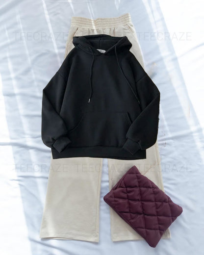 BLACK HOODIE-BEIGE FLAPPER