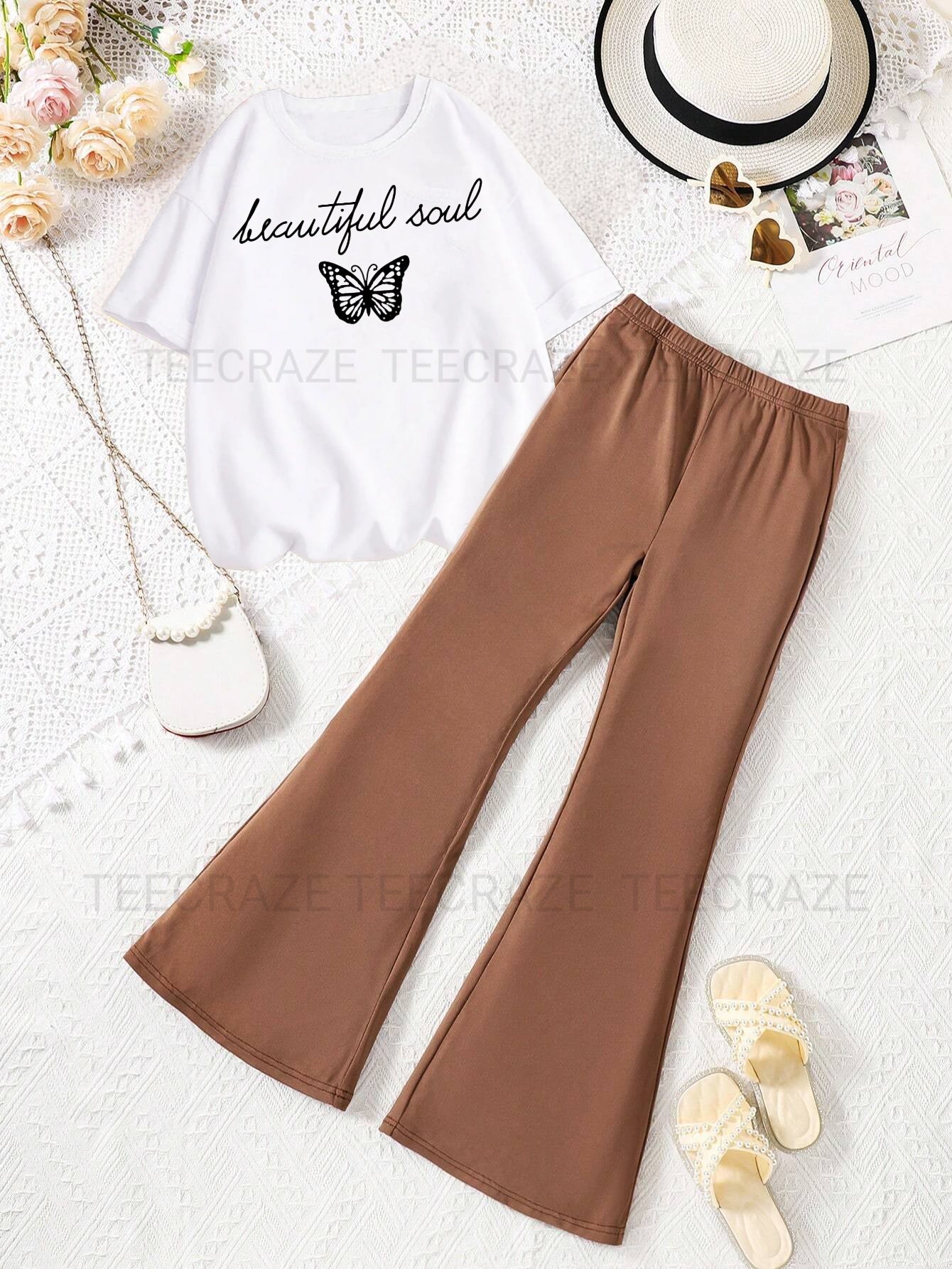 BROWN FLAPPER - WHITE T-SHIRT BEAUTIFUL SOUL 