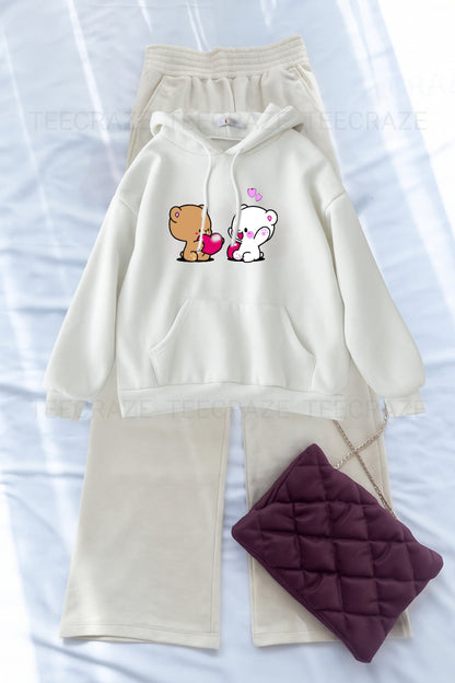 WHITE HOODIE PAIRS -BEIGE FLAPPER