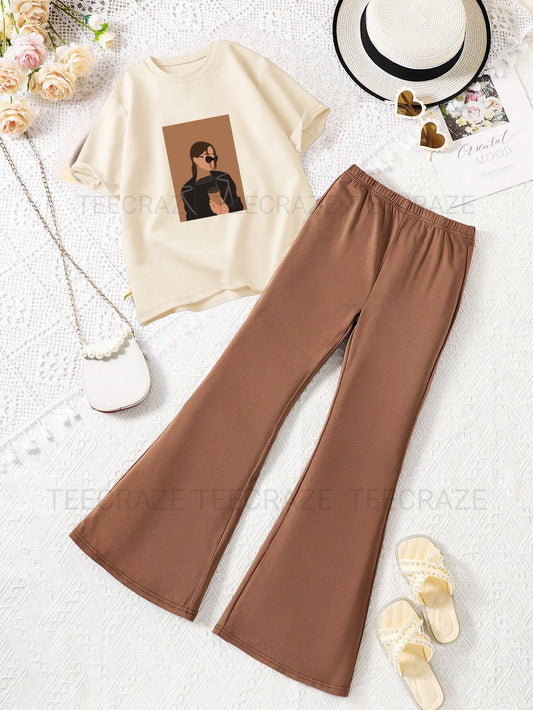 BROWN FLAPPER - BEIGE T-SHIRT COFFEE GIRL
