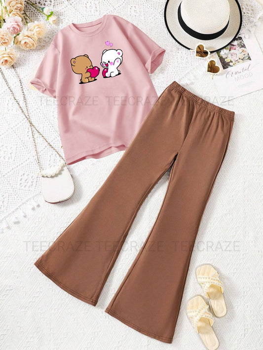 BROWN FLAPPER - PINK T-SHIRT PAIRS