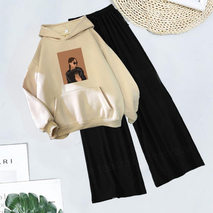 BEIGE HOODIE COFFE GIRL - BLACK FLAPPER