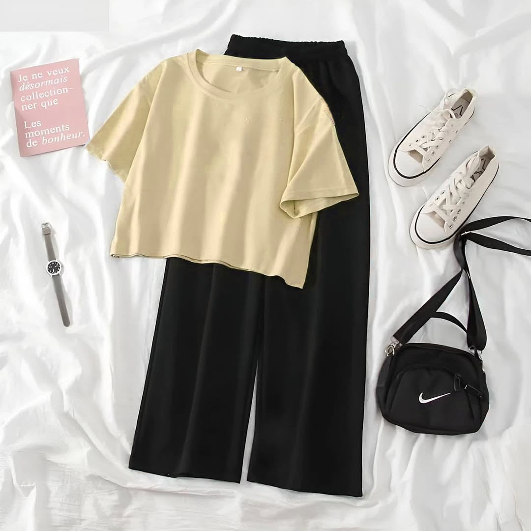 Black flapper - Beige Crop Top