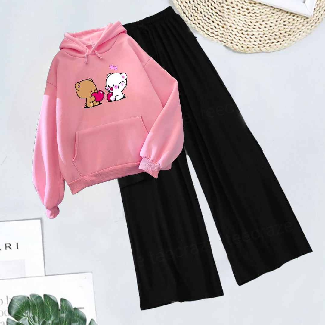 PINK HOODIE PAIRS  - BLACK FLAPPER